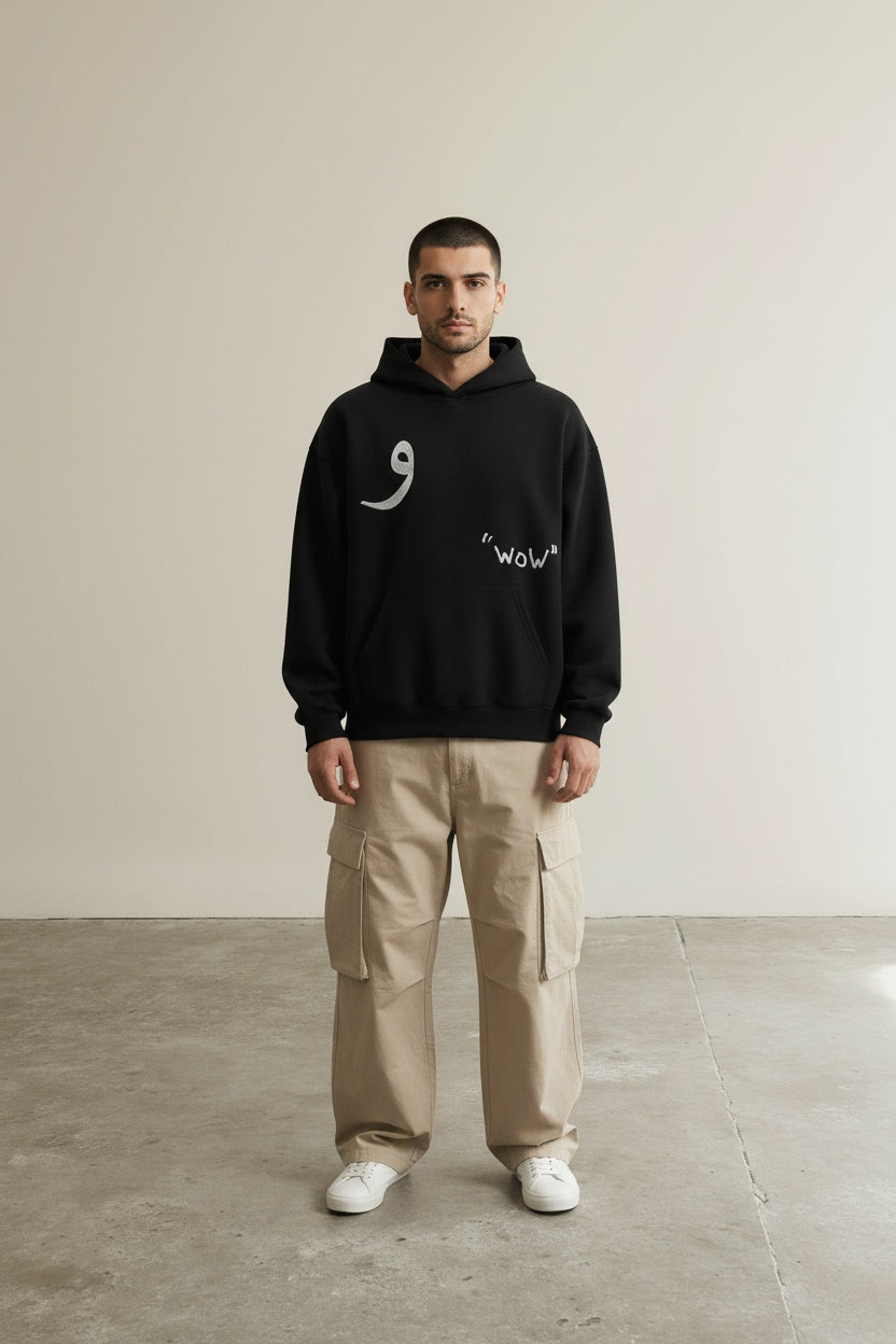 Full body view of the model wearing Classic Hoodie Black