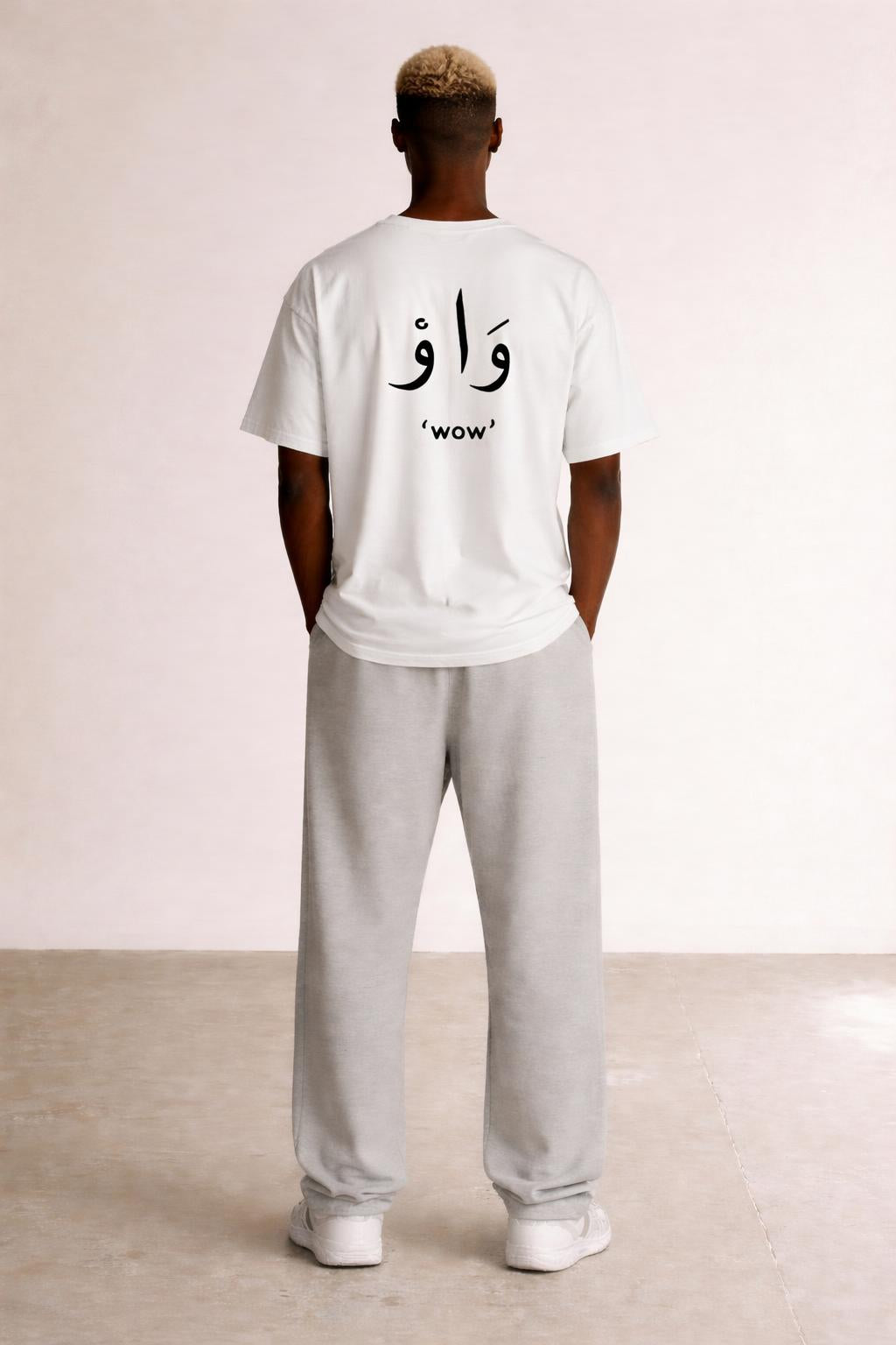 Back pose of the model wearing Classic Tee White