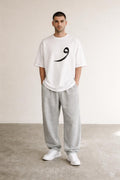 Full body view of the model wearing Classic Handwritten Tee White