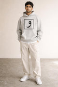 Full body view of the model wearing Box Logo Hoodie White