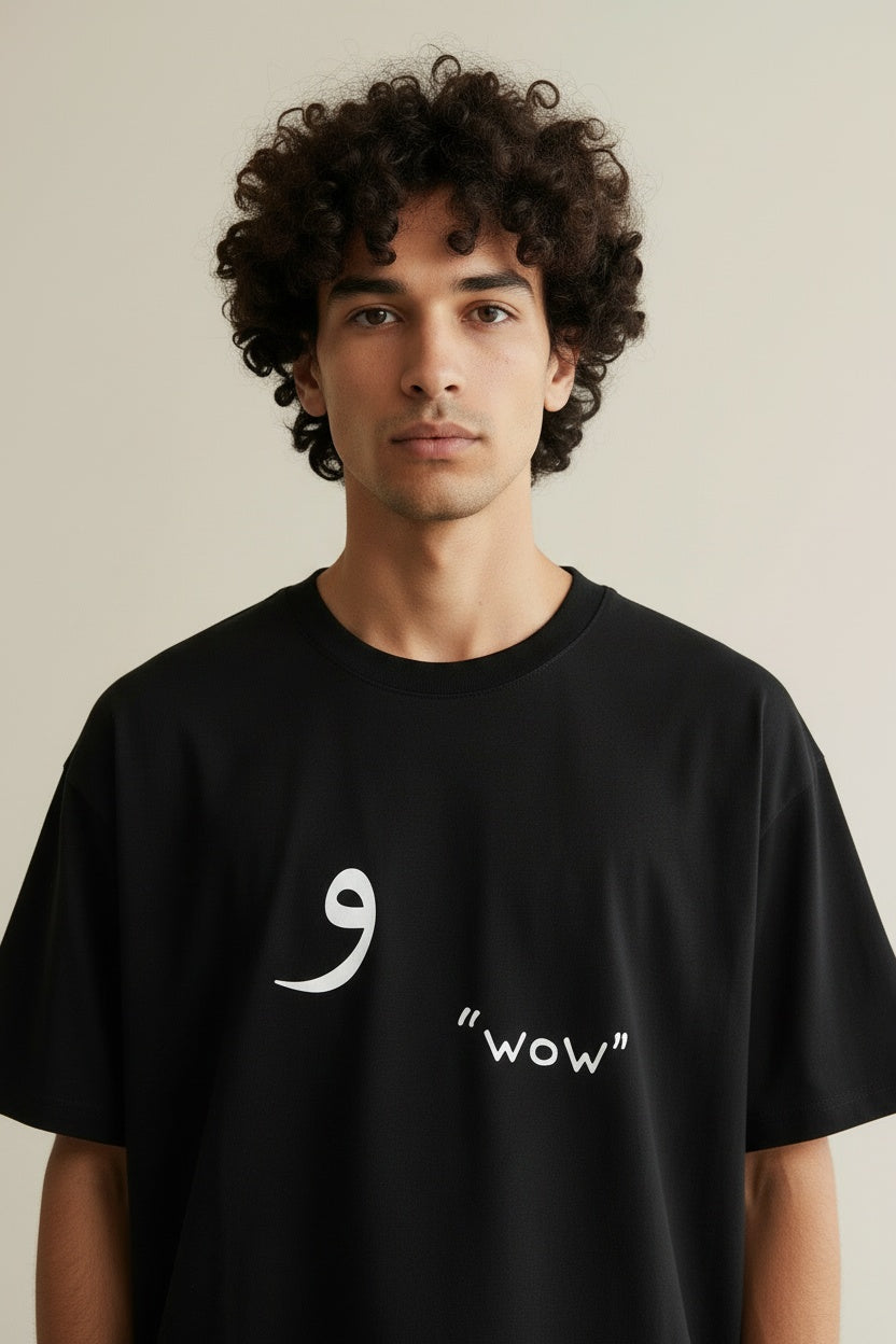 Close-up of the model wearing Classic Tee Black