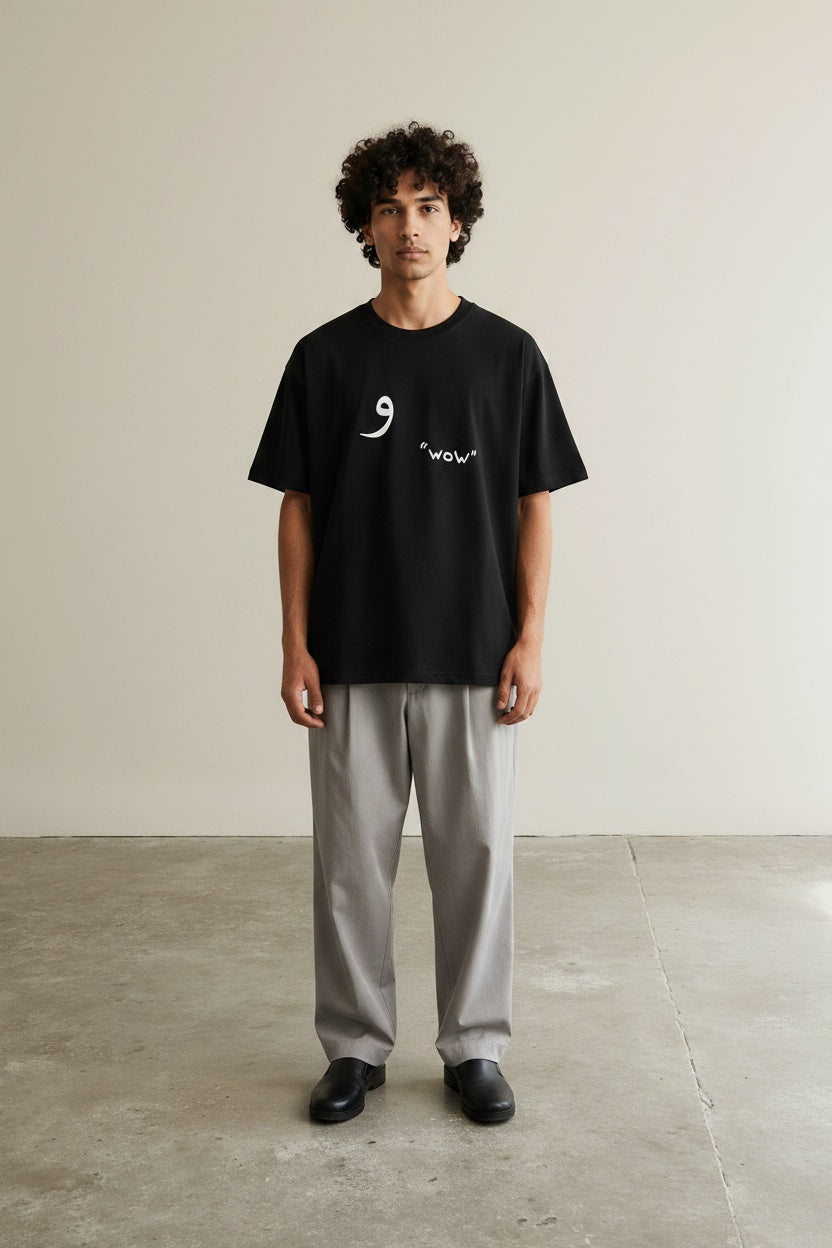 Full body view of the model wearing Classic Tee Black