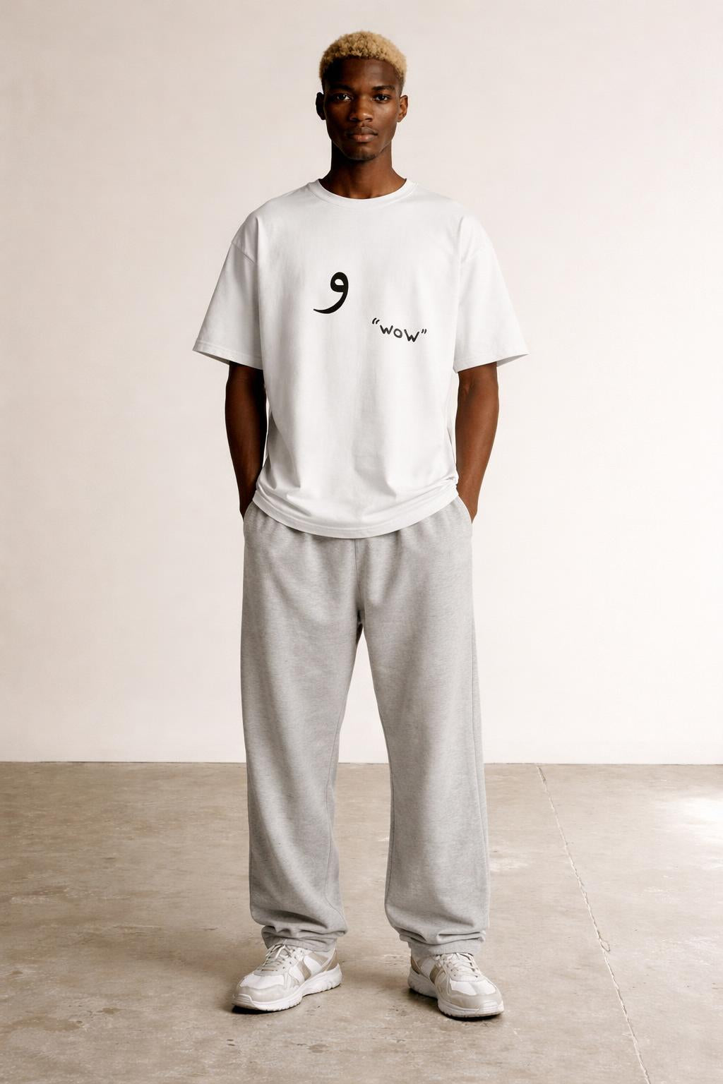 Full body view of the model wearing Classic Tee White