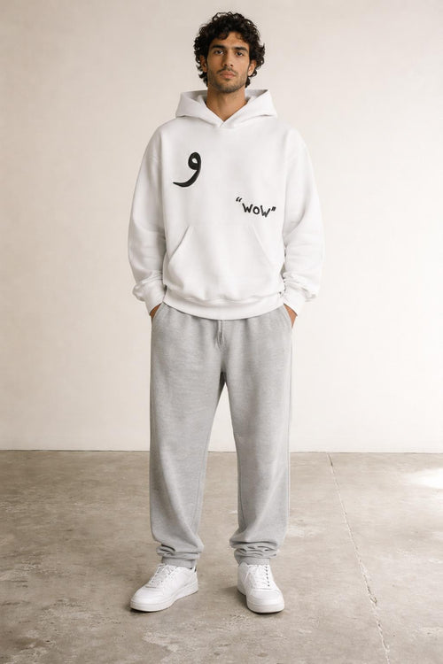 Full body view of the model wearing Classic Hoodie